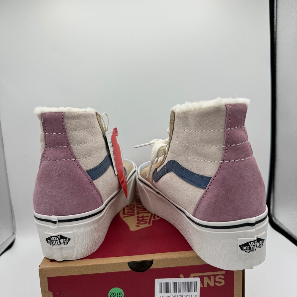 NWT Vans Sk8 Hi Pig Suede Multi Sherpa platform sneakers pink blue tan unisex - Picture 15 of 15